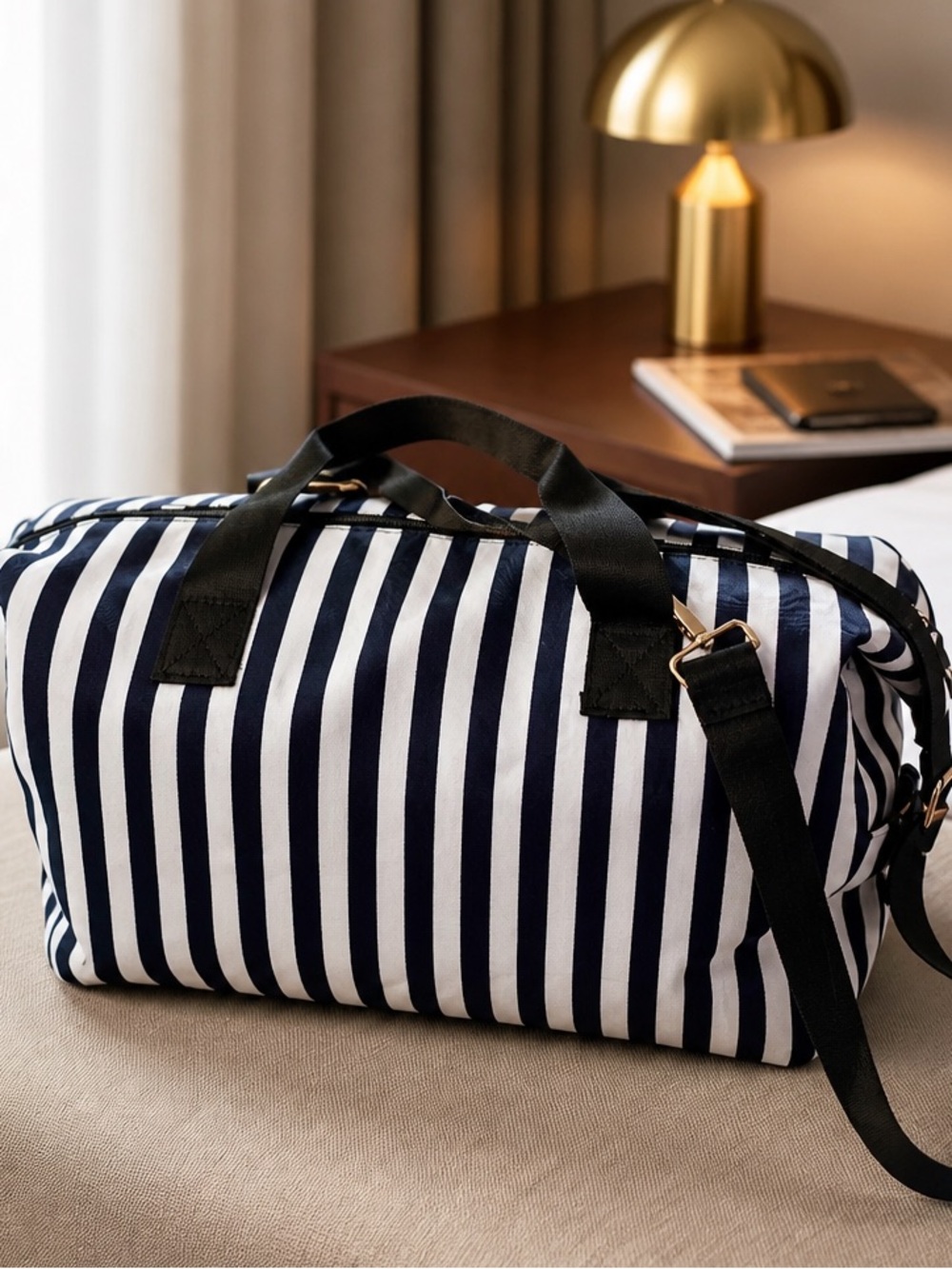 Alice + Olivia by Stacey‎ Bendet Black & White Striped Weekender Travel Bag